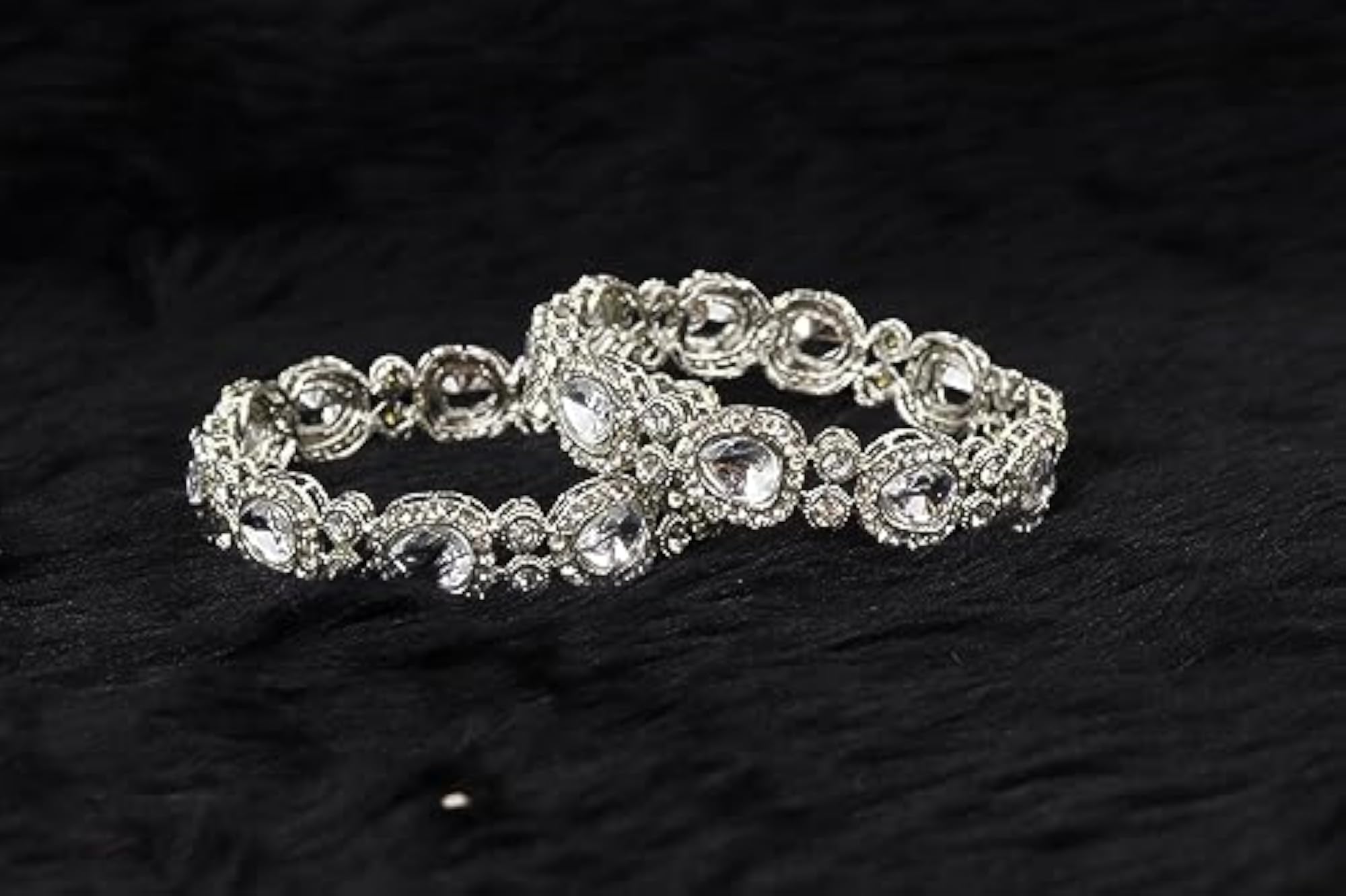 Alloy Metal American Diamond Bangles Set (Pack of 2)